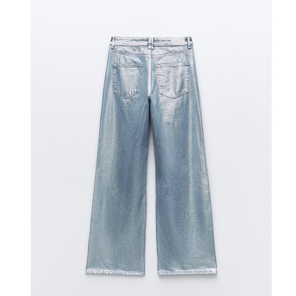 Zara Z1975 MID RISE STRAIGHT CUT METALLIC JEANS - Picture 7 of 10